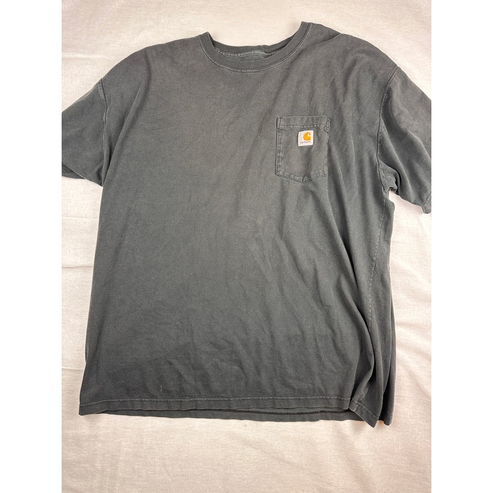 Carhartt K87 Pocket T-Shirt Mens 2XL Tall Black Faded Short Sleeve Workwear Tee